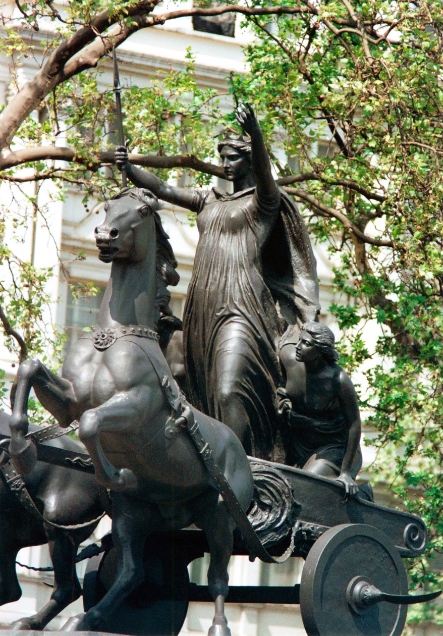 Statue av Boudicca og døtrene hennes i en vogn, Thames Embankment, London, 1800-tallet av Thomas Thornycroft