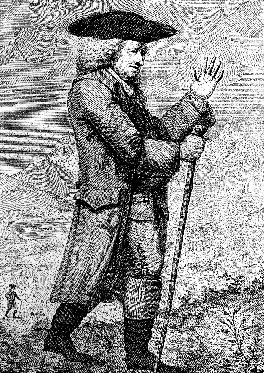 Dr. Johnson i sin reisekjole, som beskrevet i Boswells Tour, c1773, 1786 av Thomas Trotter