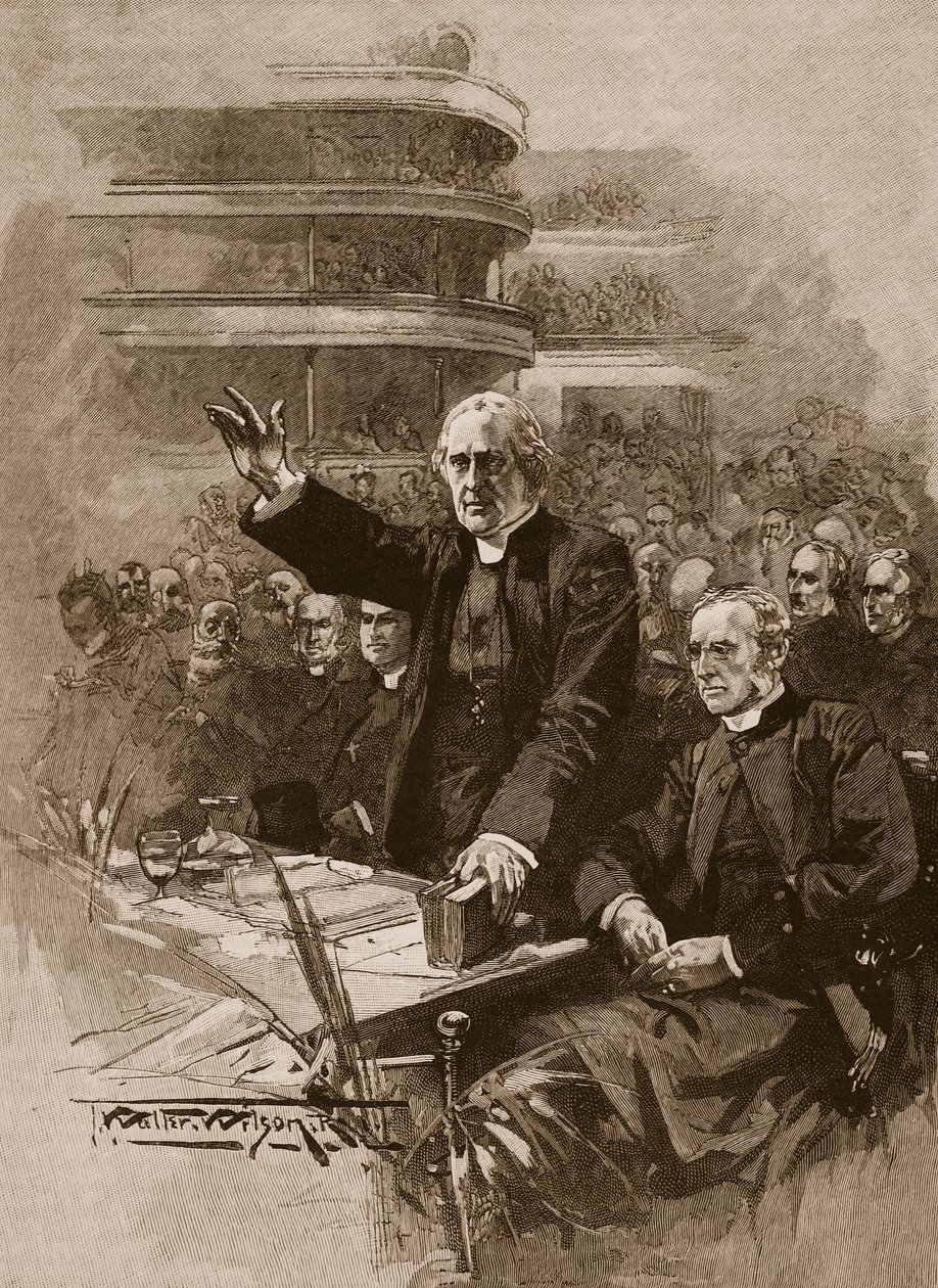 Erkebiskopen av Canterbury ved demonstrasjonen i Royal Albert Hall, 1893, illustrasjon fra 