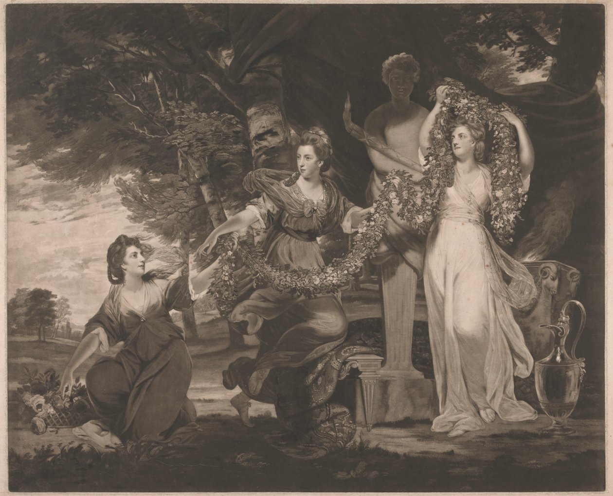 Den ærede fru Beresford med Marchioness Townshend og Hon. Mrs. Gardiner tilbeder en term av jomfruhinne av Thomas Watson