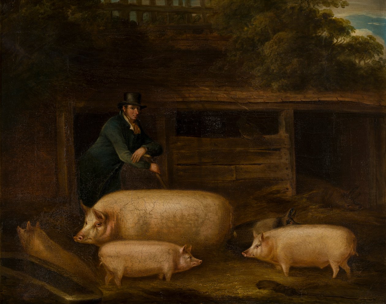 Harry Green, Pigman, with his Pigs in a Sty, ca. 1794-1843 (olje på lerret) av Thomas Weaver