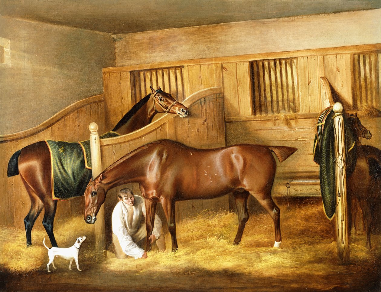 Jegere i en stall med en brudgom, 1809 av Thomas Weaver
