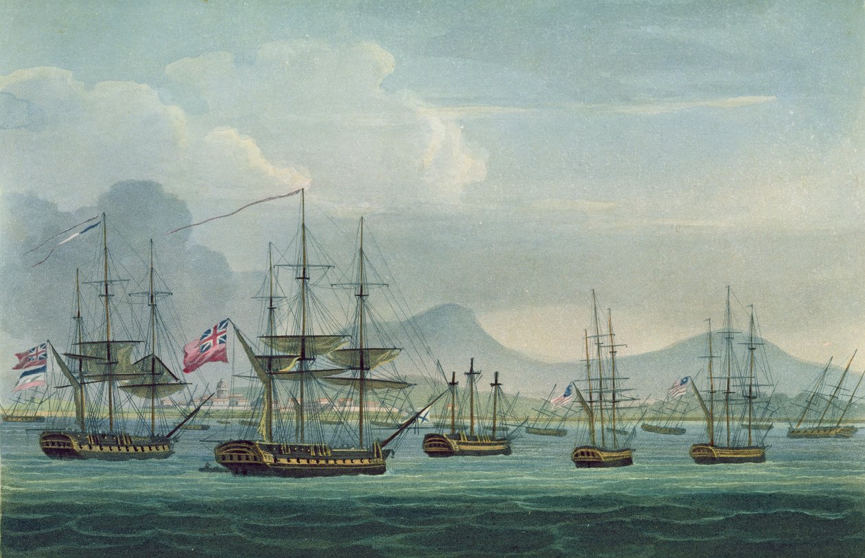 Fangst av Maria Riggersbergen 18. oktober 1806, gravert av J. Bailey for 