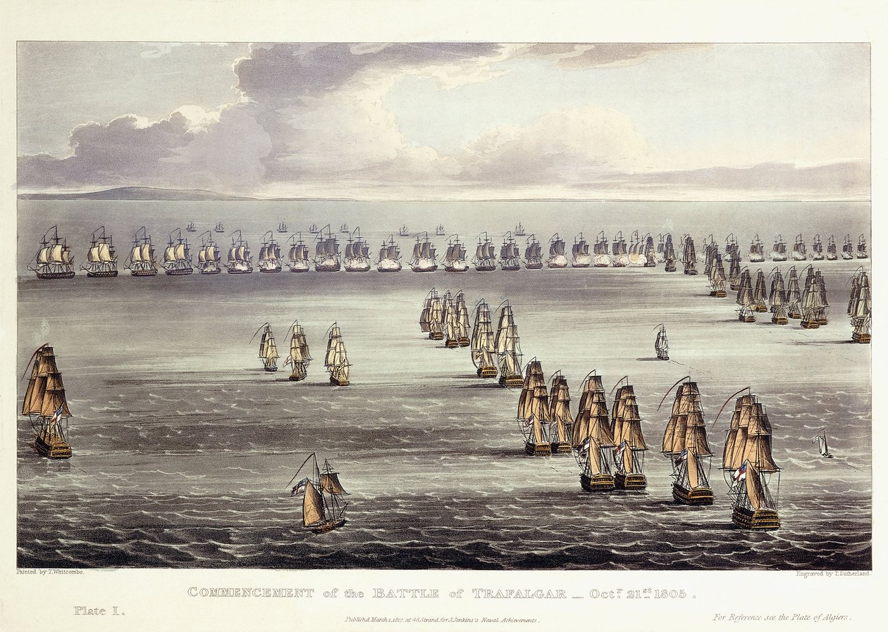 Begynnelsen av slaget ved Trafalgar, 21. oktober 1805, 1817 av Thomas Whitcombe