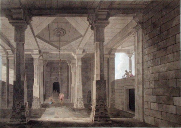 En del av interiøret til et hindutempel i Deo, i Bahar, plate VI fra 
