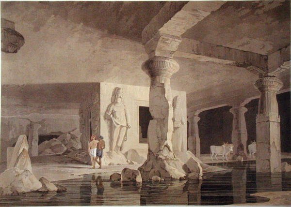 En del av Temple of the Elephanta, plate VIII fra 