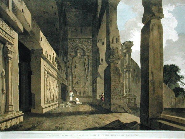 Portikoen til et utgravd tempel på øya Salsette, plate 55 fra 