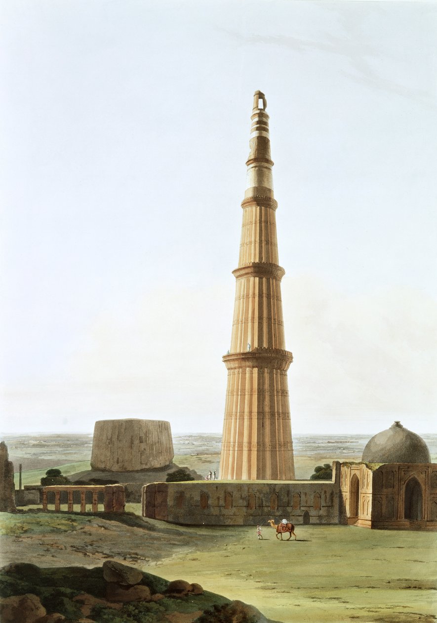 Qutb Minar nær Delhi av Thomas und William Daniell