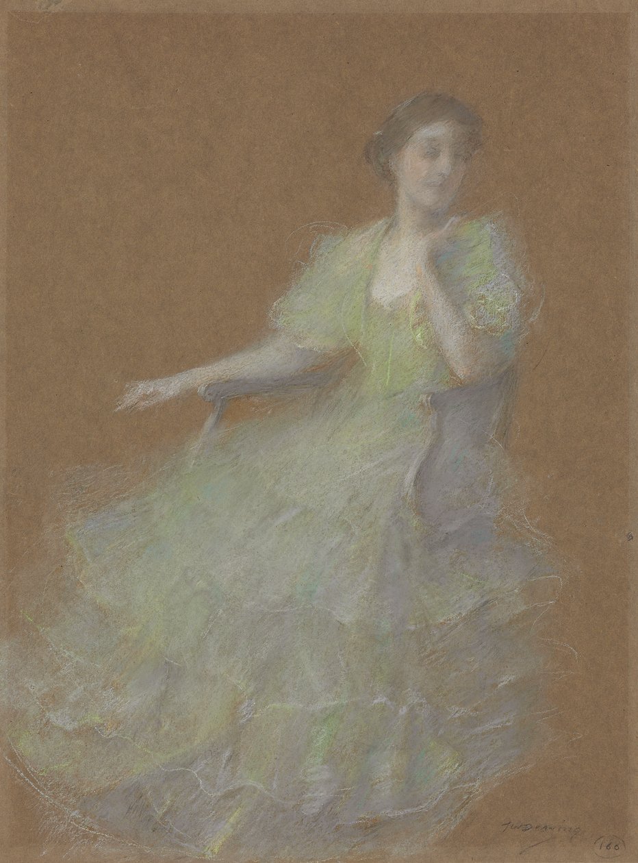 Grønt og gull, ca. 1923-1926 (pastell på papir) av Thomas Wilmer Dewing
