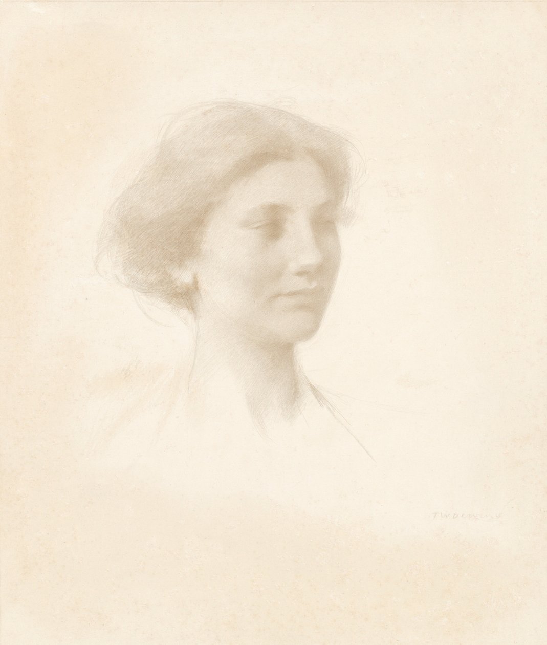 Hodet til en jente av Thomas Wilmer Dewing