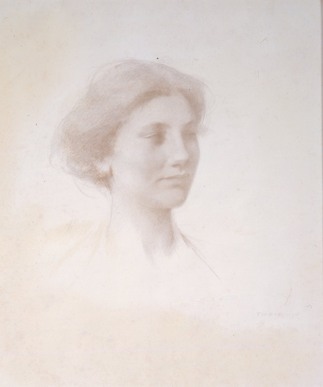 Head of a Girl, ca. 1909 (sølvspiss på hvitt forberedt mattbrett) av Thomas Wilmer Dewing