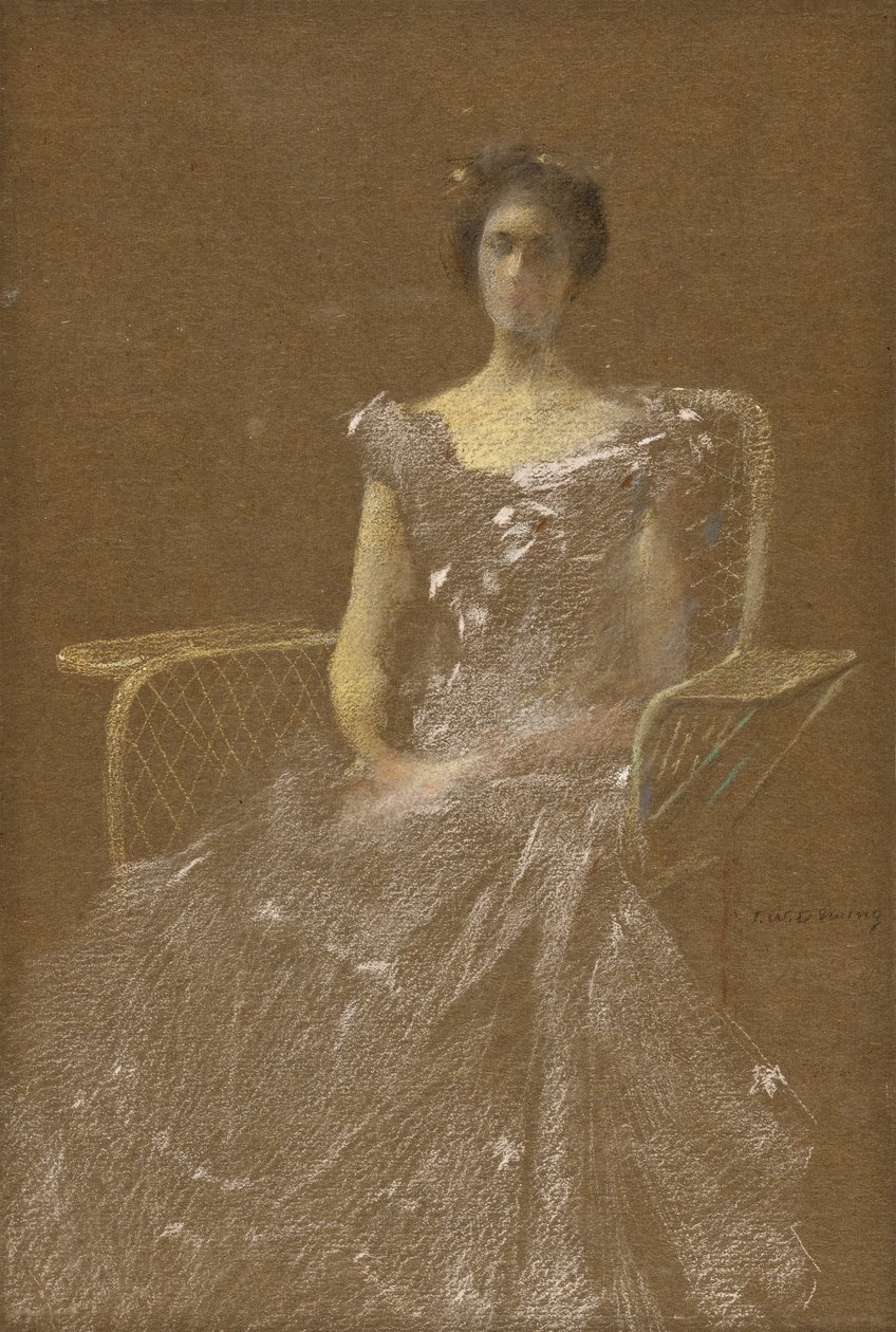 Dame i en rottinglenestol av Thomas Wilmer Dewing
