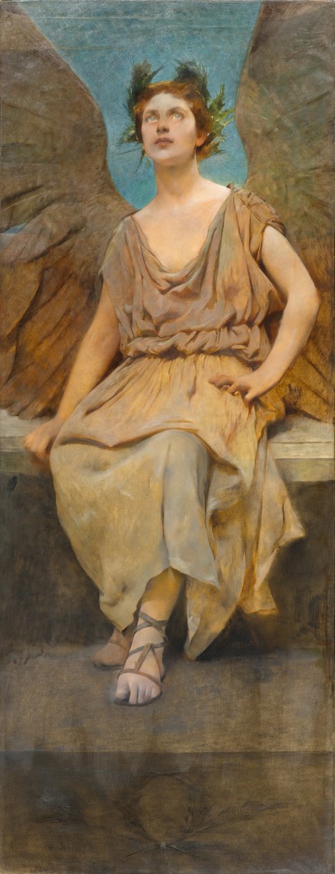 Bevinget allegorisk figur, ca. 1888 (olje på lerret) av Thomas Wilmer Dewing