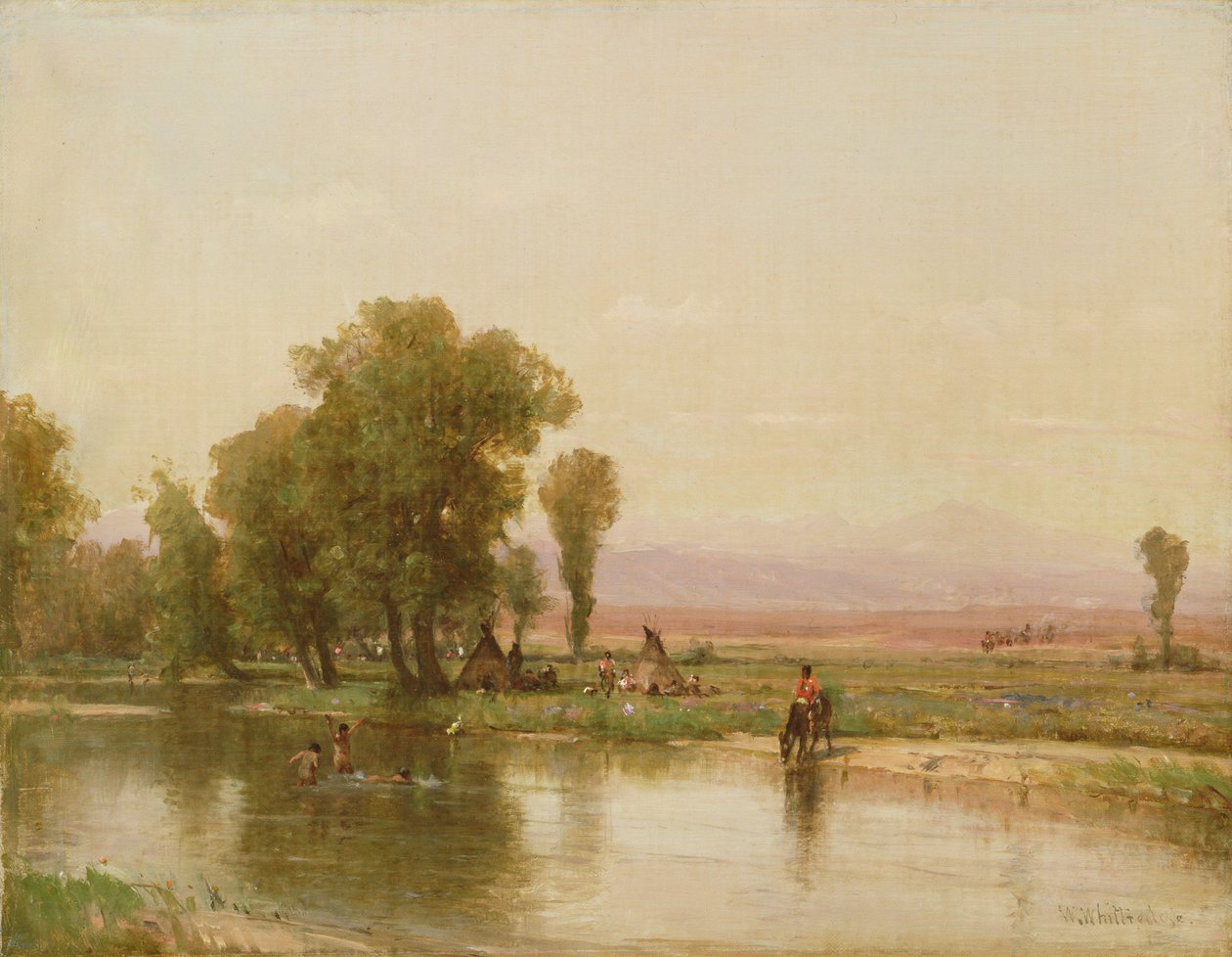Leir ved Platte-elven, 1865 av Thomas Worthington Whittredge