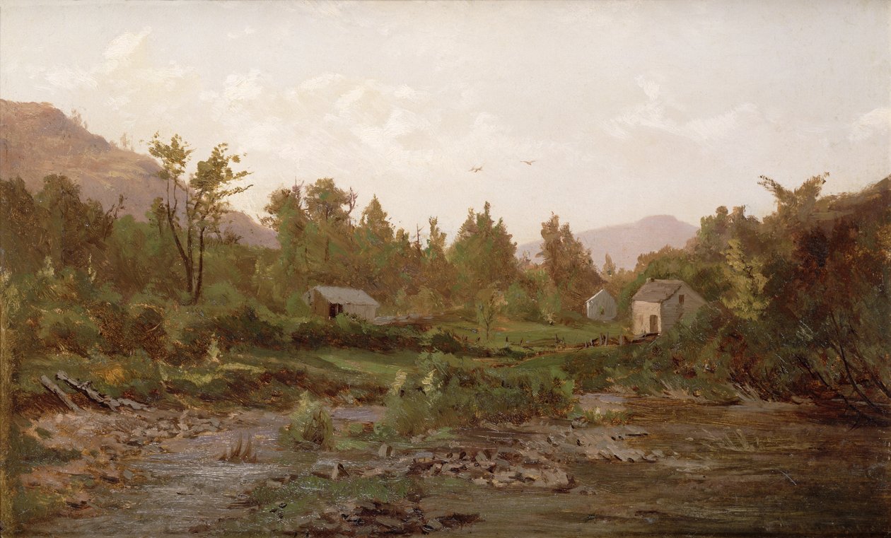 Landskap med trær og hus, 1890-tallet av Thomas Worthington Whittredge