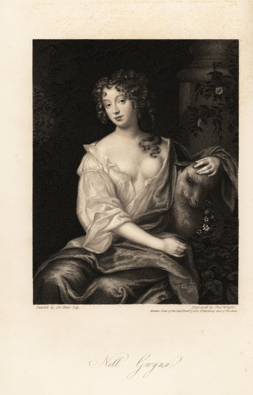 Nell Gwyn , restaureringsskuespillerinne, elsker av jarlen av Rochester, mangeårig elskerinne til kong Charles II av England av Thomas Wright