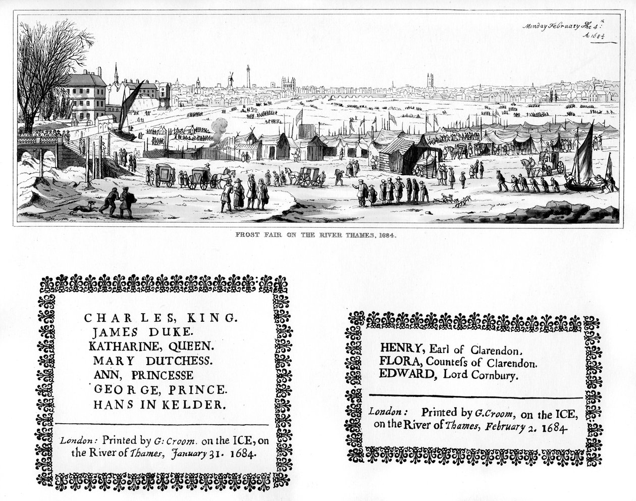 Frostmesse ved Themsen, og eksemplarer av trykking, februar 1684, 1840 av Thomas Wyck