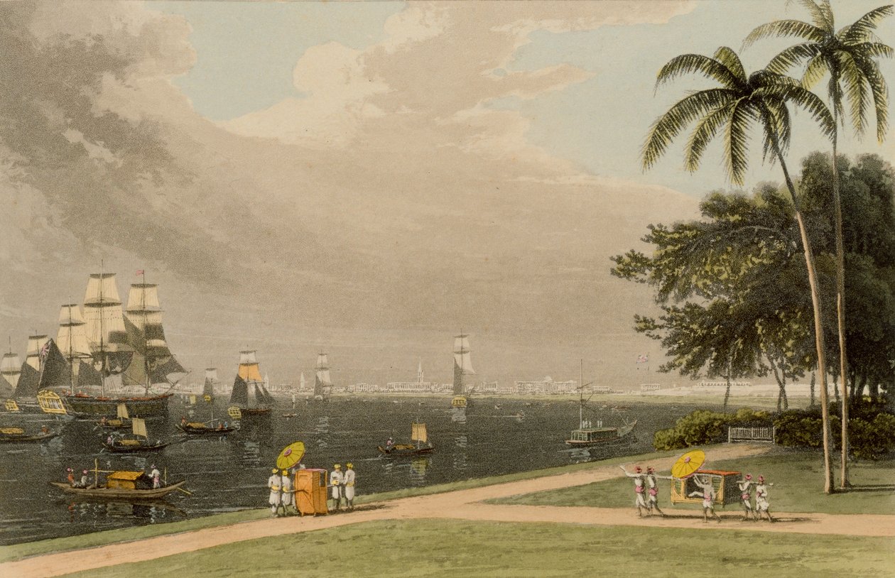 Utsikt over Calcutta fra Garden Reach, 1810 av Thomas und William Daniell