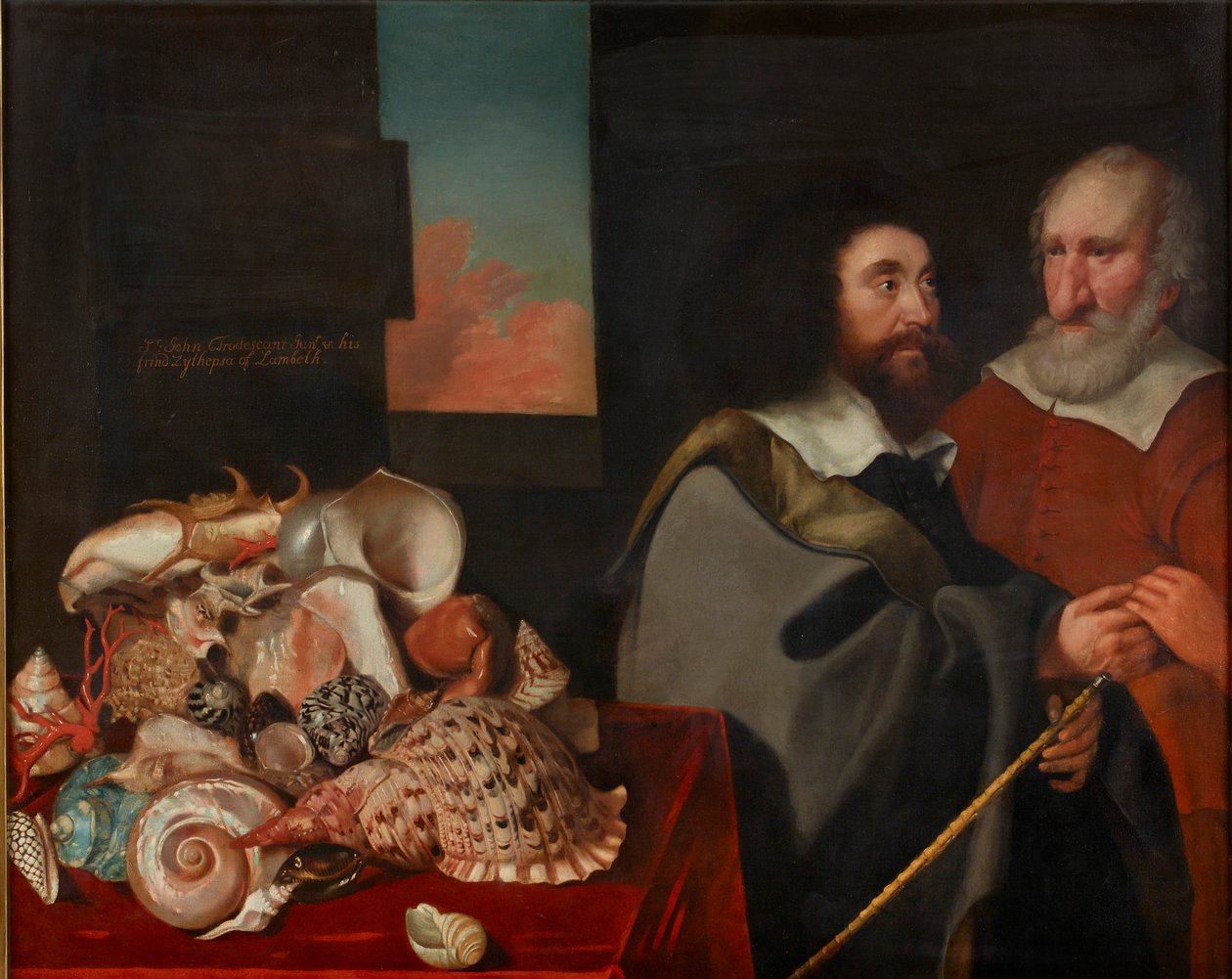 John Tradescant den yngre med Roger Friend og en samling eksotiske skjell, 1645 av Thomas de Critz