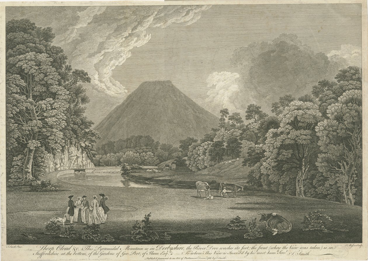 Dovedale - Thorpe Cloud: gravering, nd [c 1766] (trykk) av Thomas of Derby (after) Smith