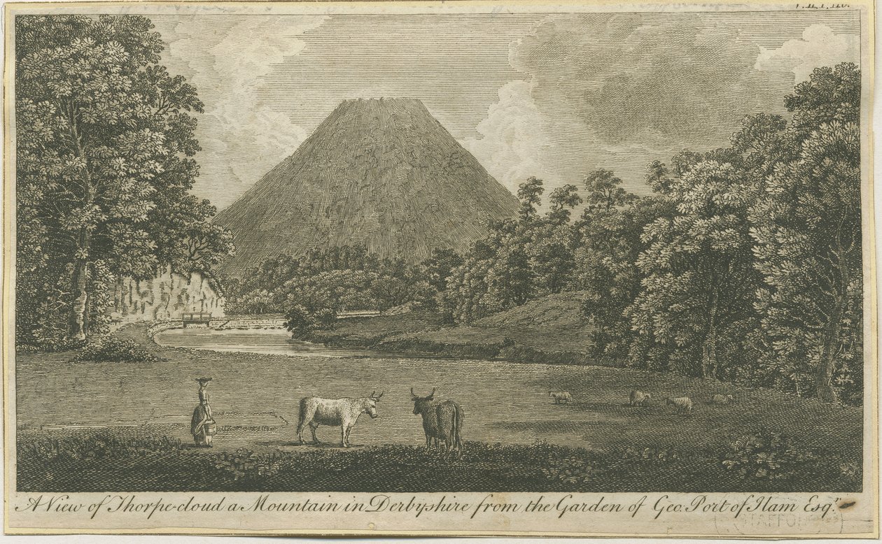 Dovedale - Thorpe Cloud: gravering, nd [c 1790] (trykk) av Thomas of Derby (after) Smith