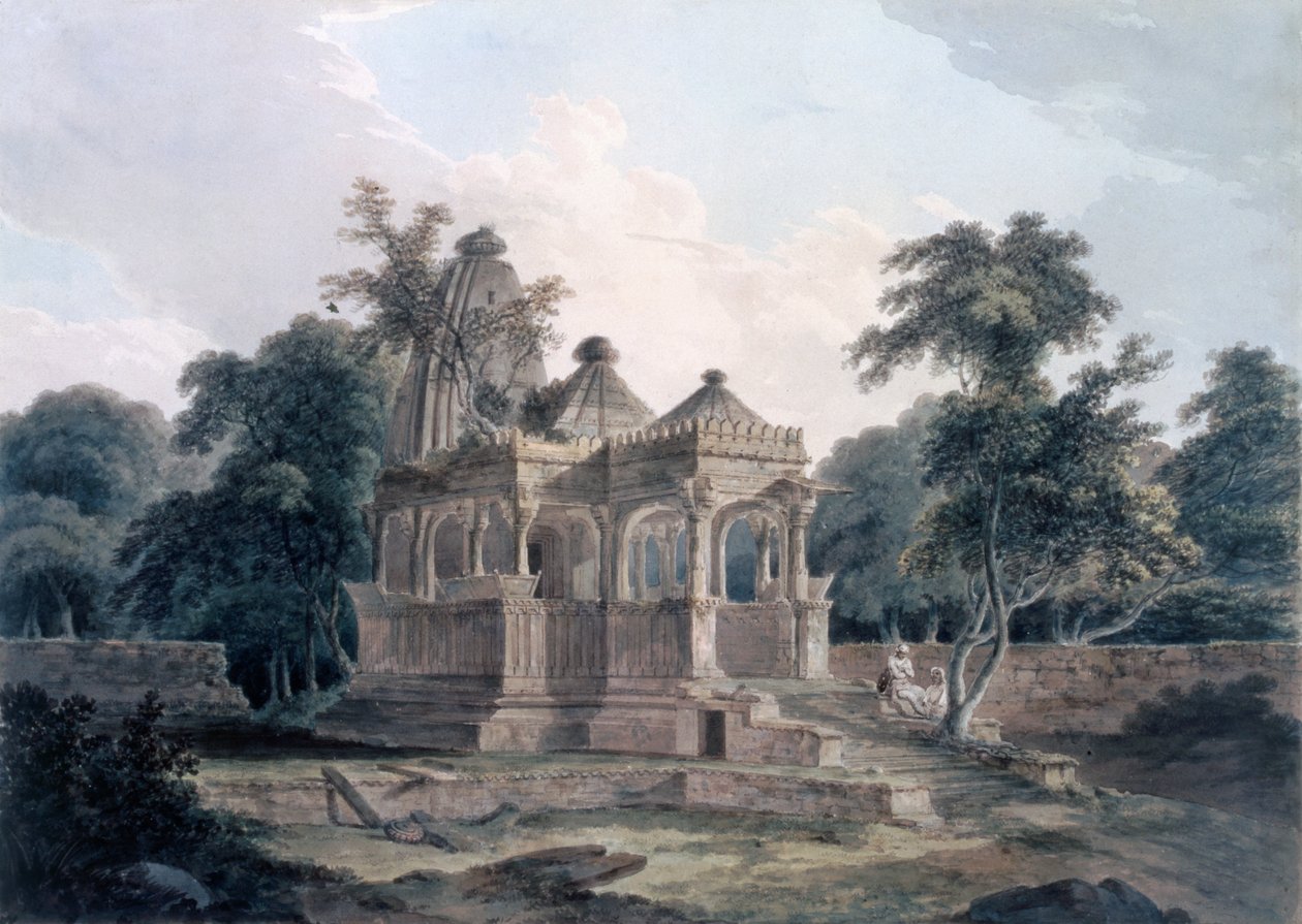 Hindu-tempel i Rohtas-fortet, Bihar, India av Thomas und William Daniell