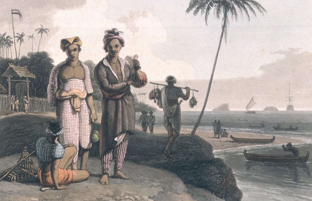 The Malays of Java, gravert av kunstnerne, pub. av Longman, Hurst, Rees og Orme, London, 1810 av Thomas und William Daniell