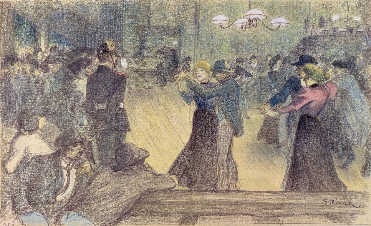 Ball i en Paris-forstad, ca. 1892 (se også 193271) av Théophile Alexandre Steinlen