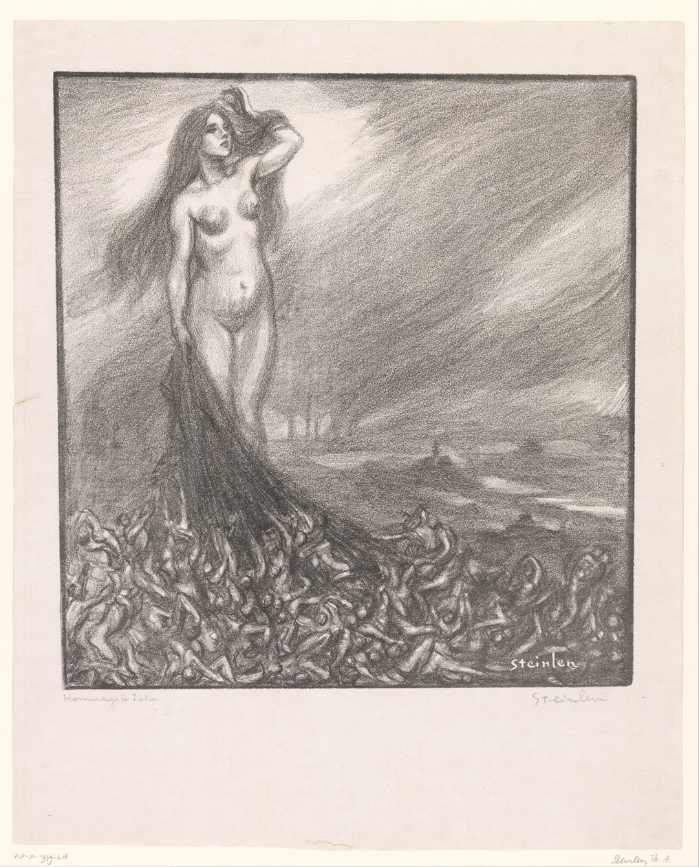 Hyllest til Zola Hommage à Zola (tittel på objekt) av Théophile Alexandre Steinlen (signed by artist)