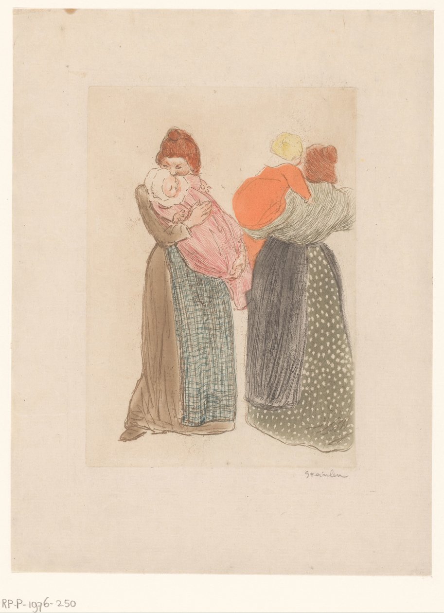 To mødre med barn Les deux meres av Théophile Alexandre Steinlen (signed by artist)
