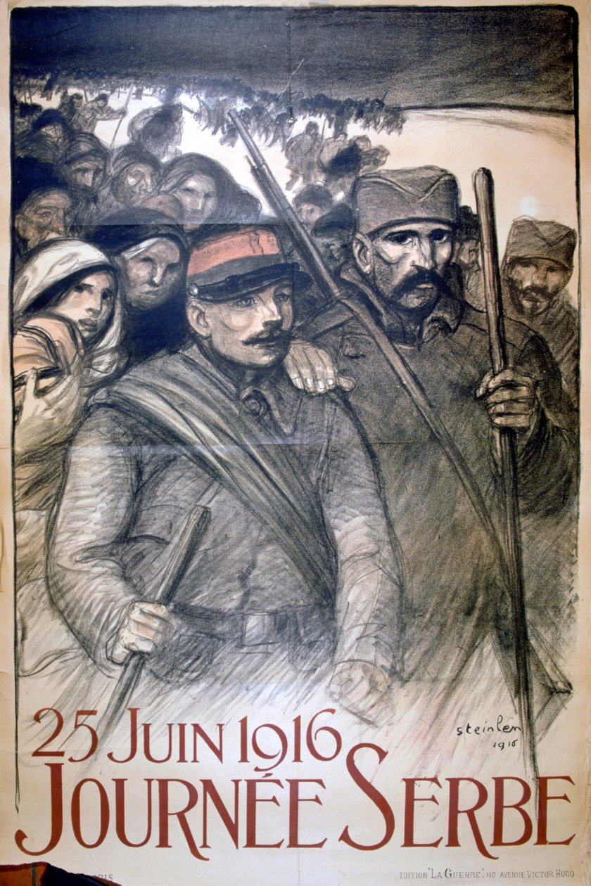 25. juni 1916 - Serbia-dagen, fransk plakat fra første verdenskrig, 1916 av Théophile Alexandre Steinlen