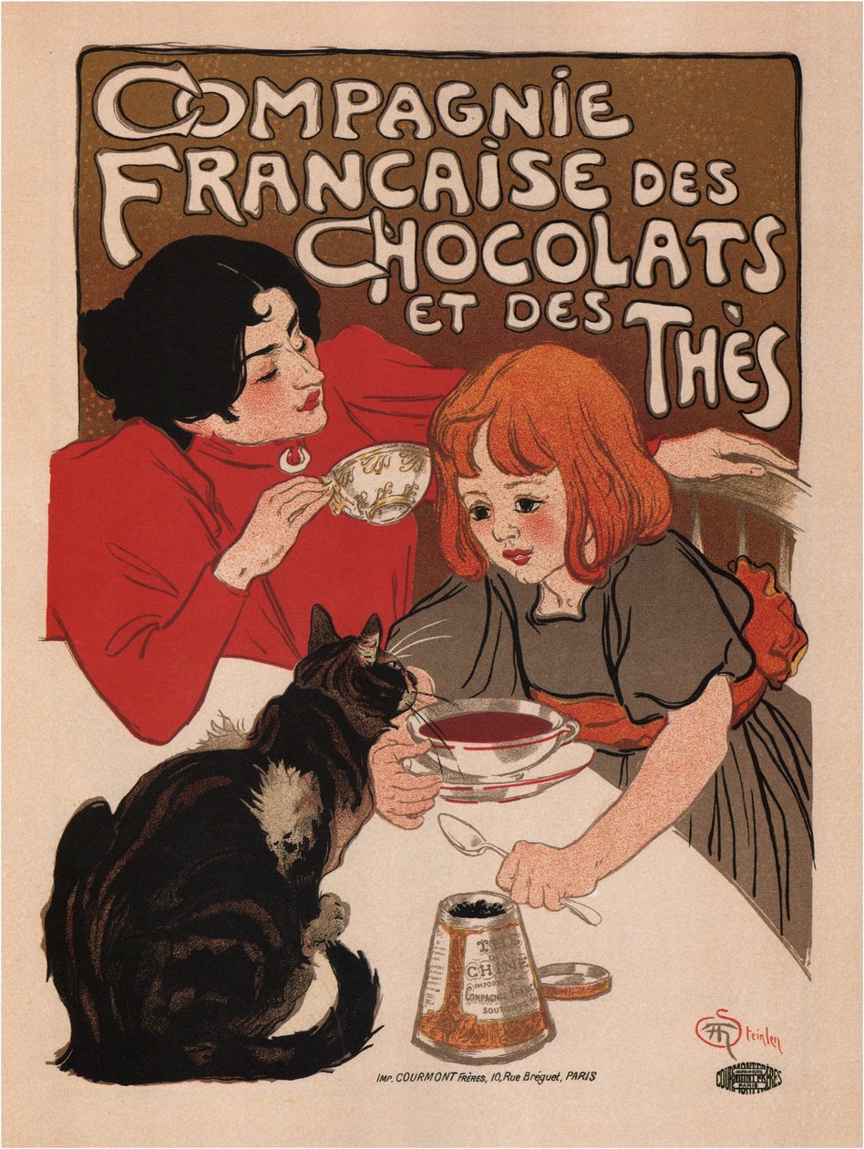 Plakat fra det franske sjokolade- og teselskapet, 1895 av Théophile Alexandre Steinlen