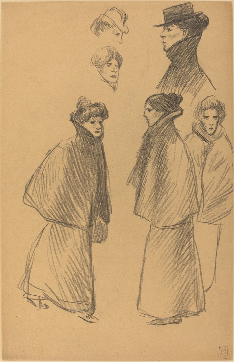 Figurstudier [recto], slutten av 1800-begynnelsen av 1900-tallet. av Théophile Alexandre Steinlen