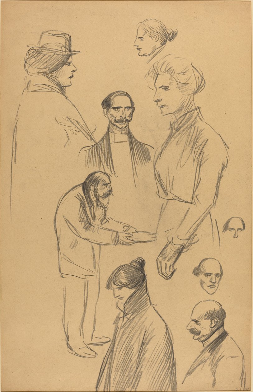 Figurstudier [verso], slutten av 1800-begynnelsen av 1900-tallet. av Théophile Alexandre Steinlen