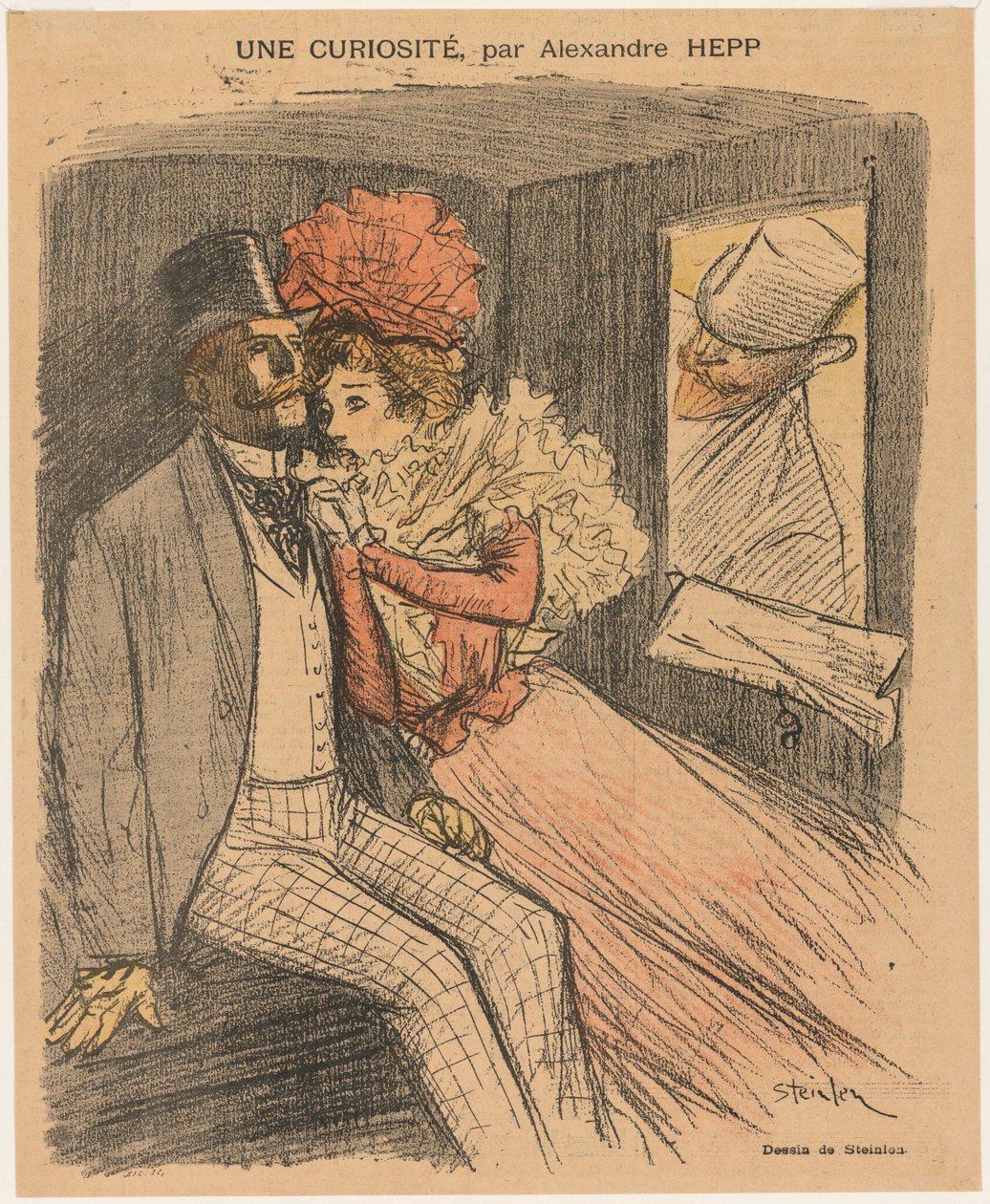 Illustrert Gil Blas: A Curiosity, av Alexandre Hepp, 1897. av Théophile Alexandre Steinlen