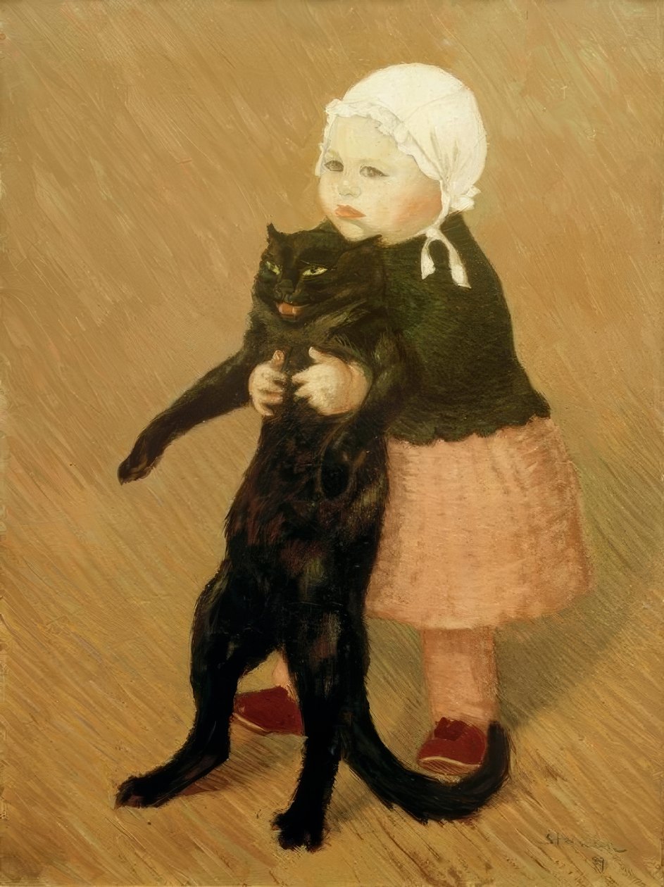 Jenta med katten av Théophile Alexandre Steinlen