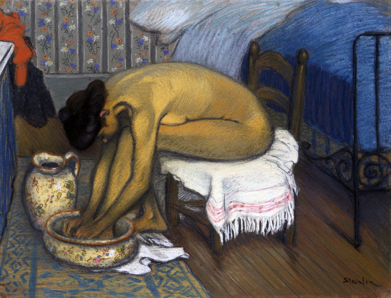 Badet av Steinlen, Theophile Alexandre (1859-1923) av Théophile Alexandre Steinlen