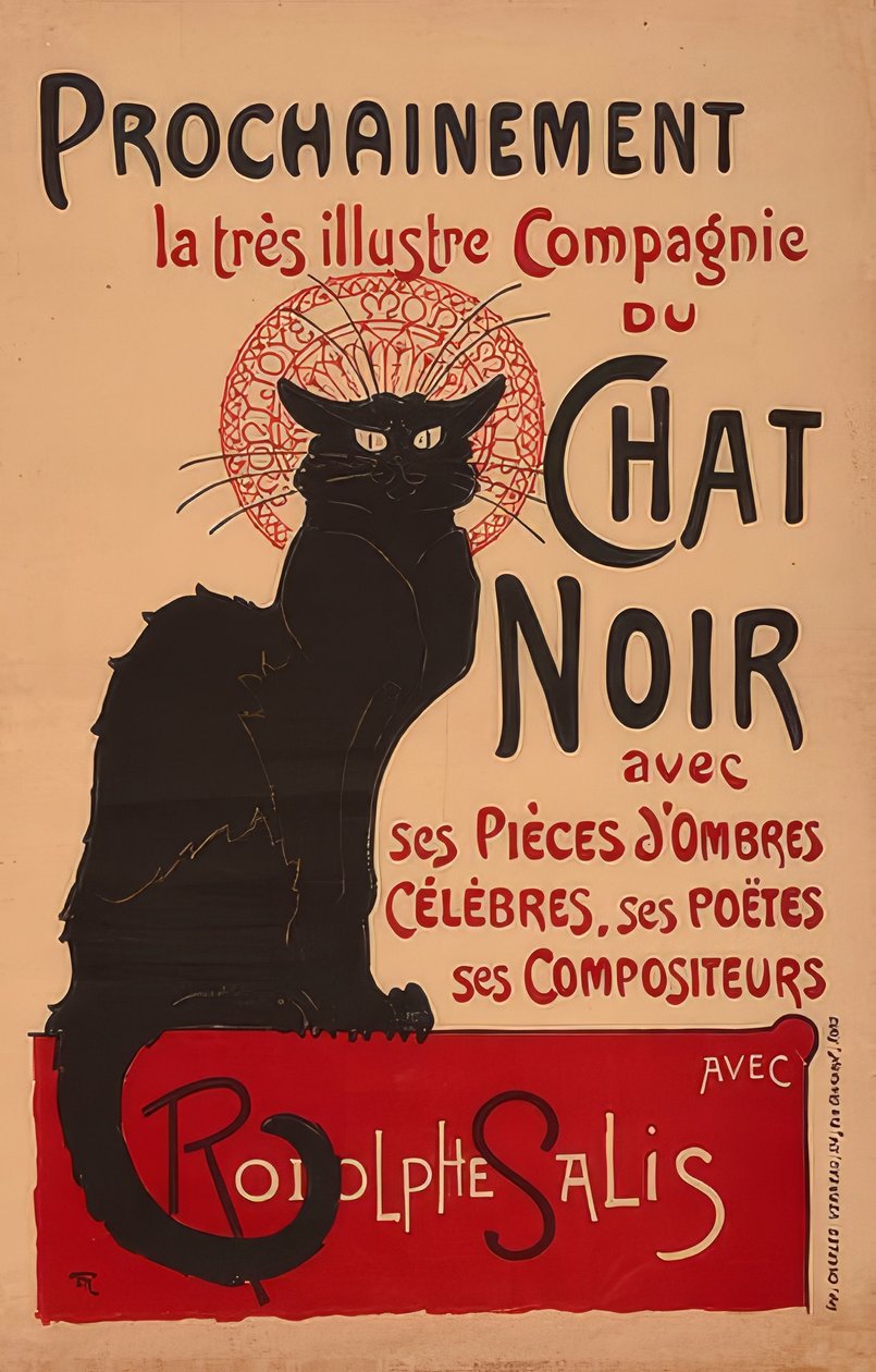 Snart den meget berømte Compagnie du Chat Noir med Rodolphe Salis (2. Fassung). Frankreich, 1896, Imp. Charles Verneau, Paris av Théophile Alexandre Steinlen