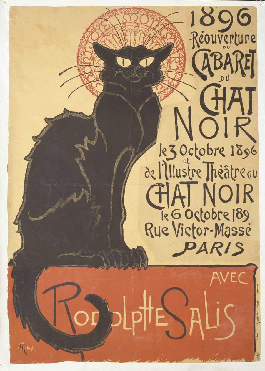 Gjenåpning av Cabaret du Chat Noir, 1896. av Théophile Alexandre Steinlen