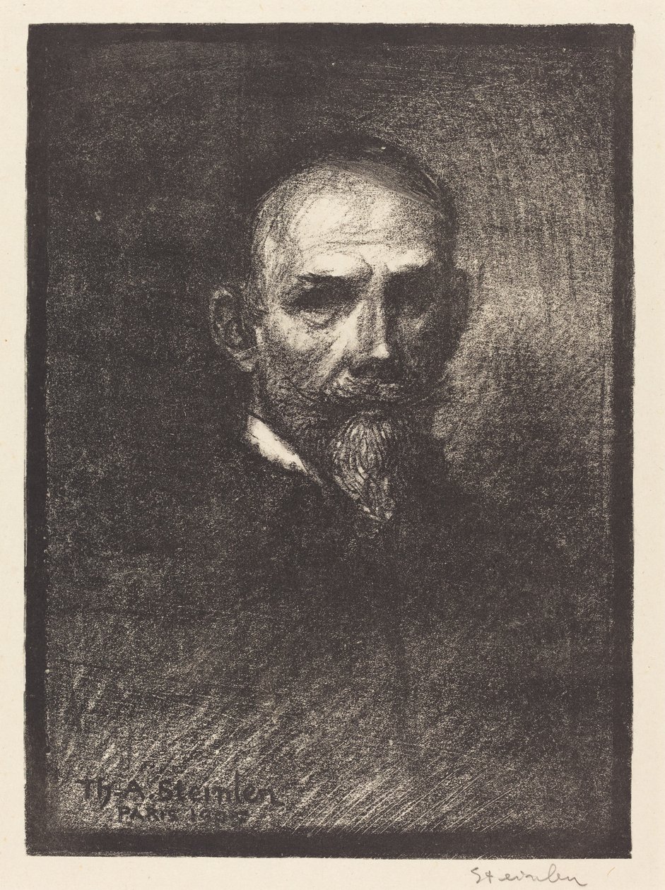 Selvportrett Steinlen forfra, hode rett, 1905. av Théophile Alexandre Steinlen