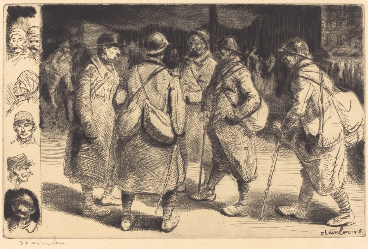 Soldater på permisjon - Nattscene av Théophile Alexandre Steinlen