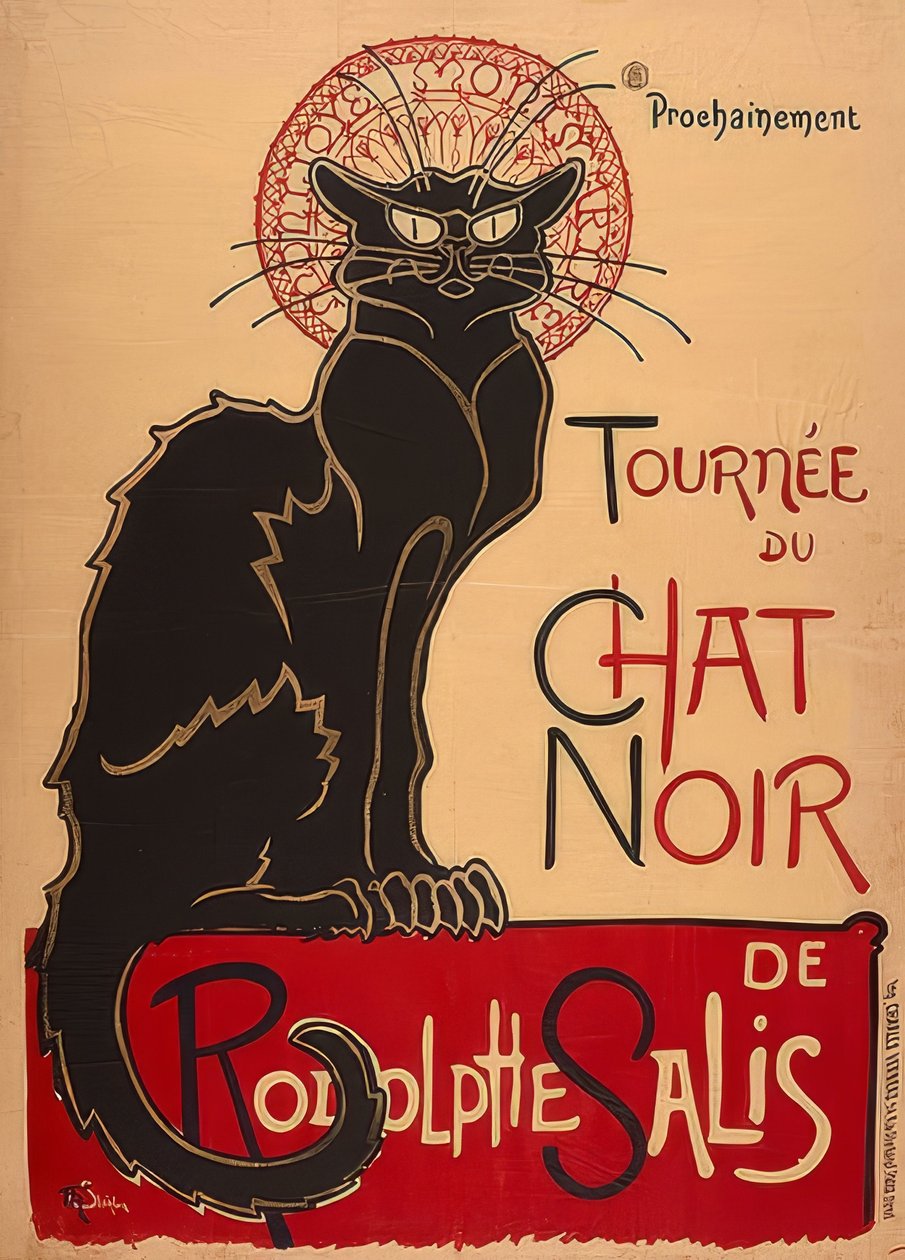 Tour of the Black Cat av Rodolphe Salis (1. Fassung). Frankrike 1896, Charles Vernaux, Paris av Théophile Alexandre Steinlen