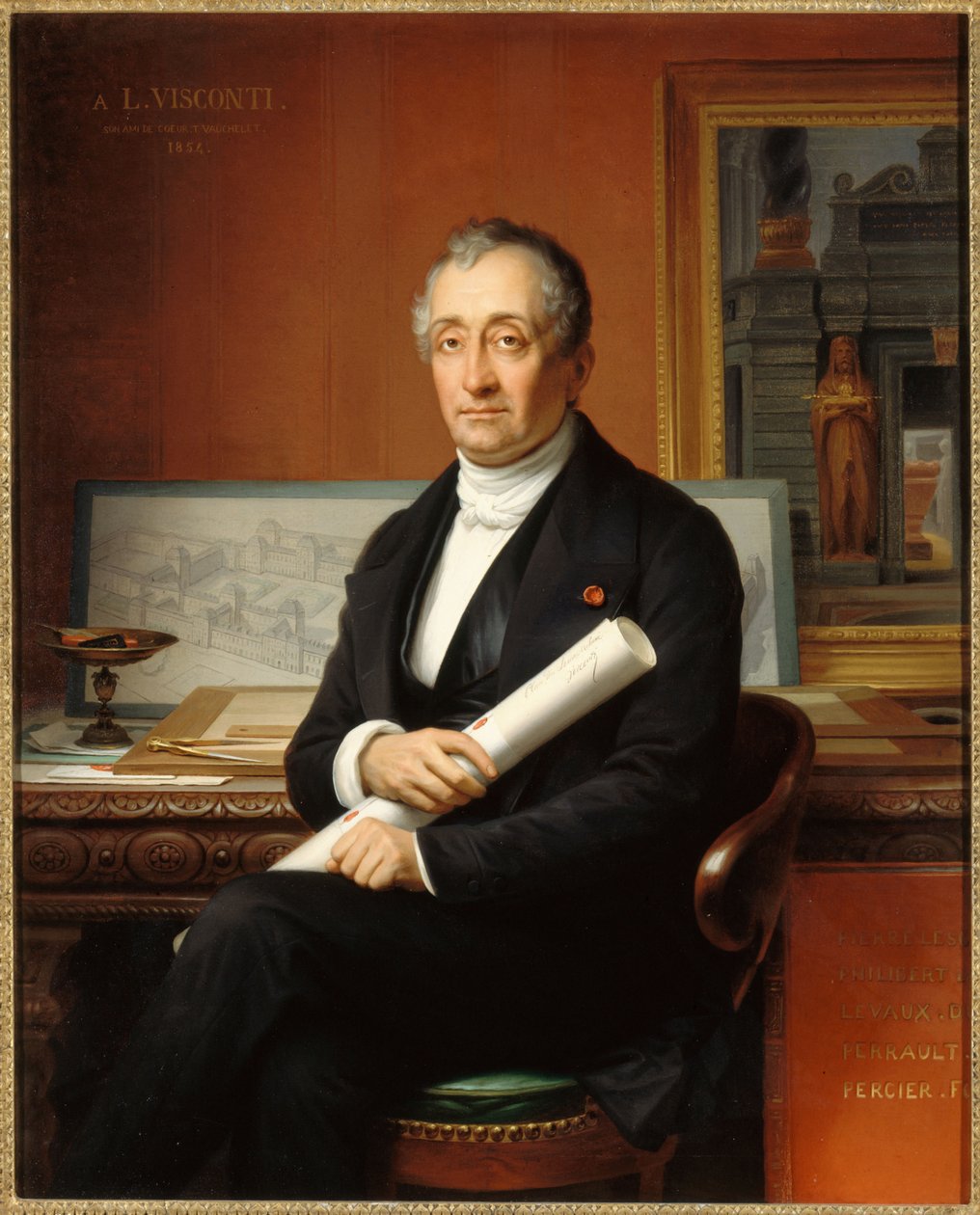 Portrett av arkitekten Louis Visconti 1791-1853, 1854. av Théophile Vauchelet