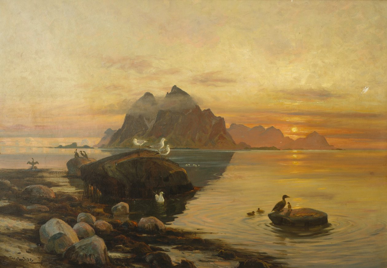 Fugleliv (olje på lerret) av Thorolf Holmboe