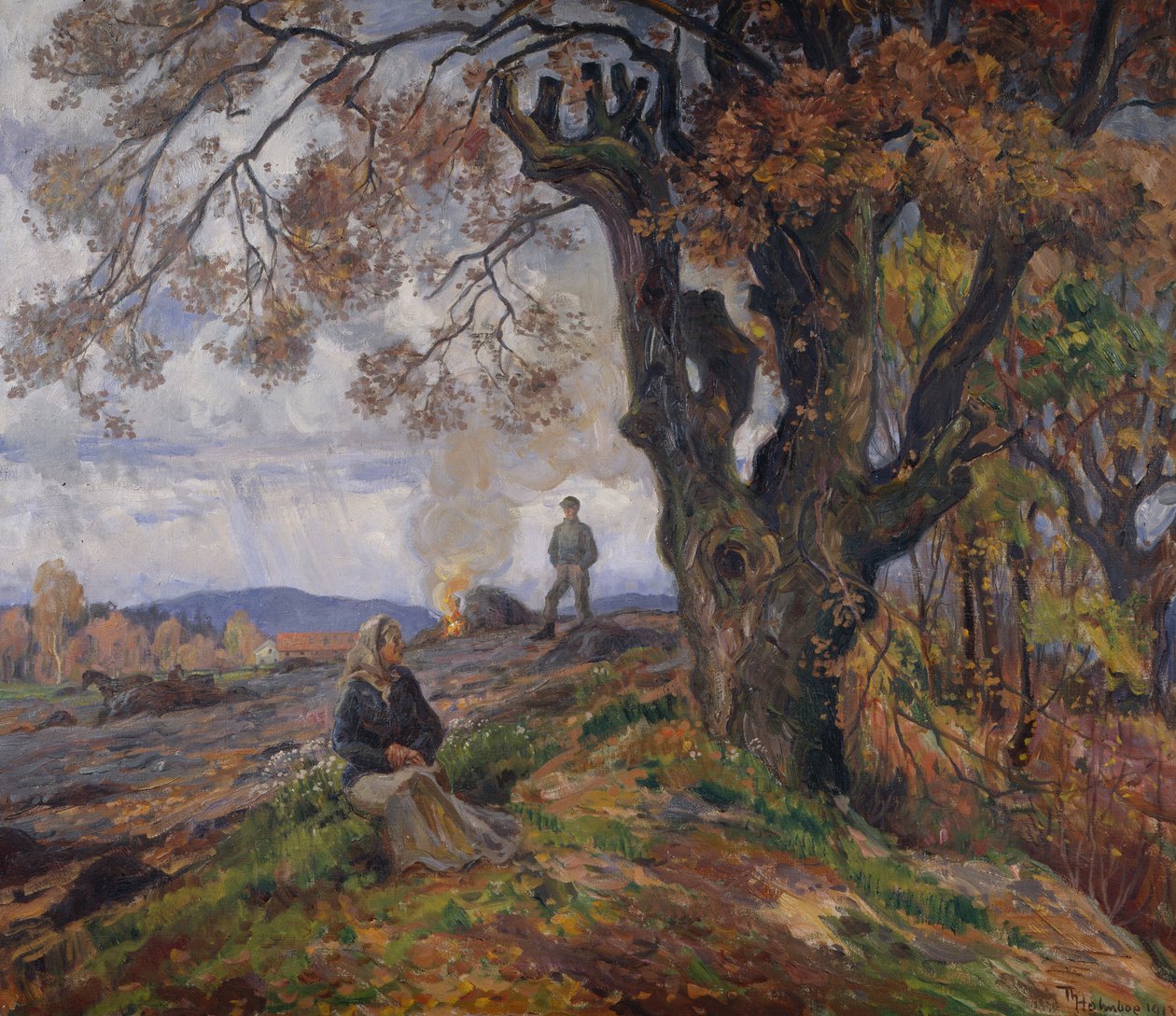 Bål av hagesøppel av Thorolf Holmboe