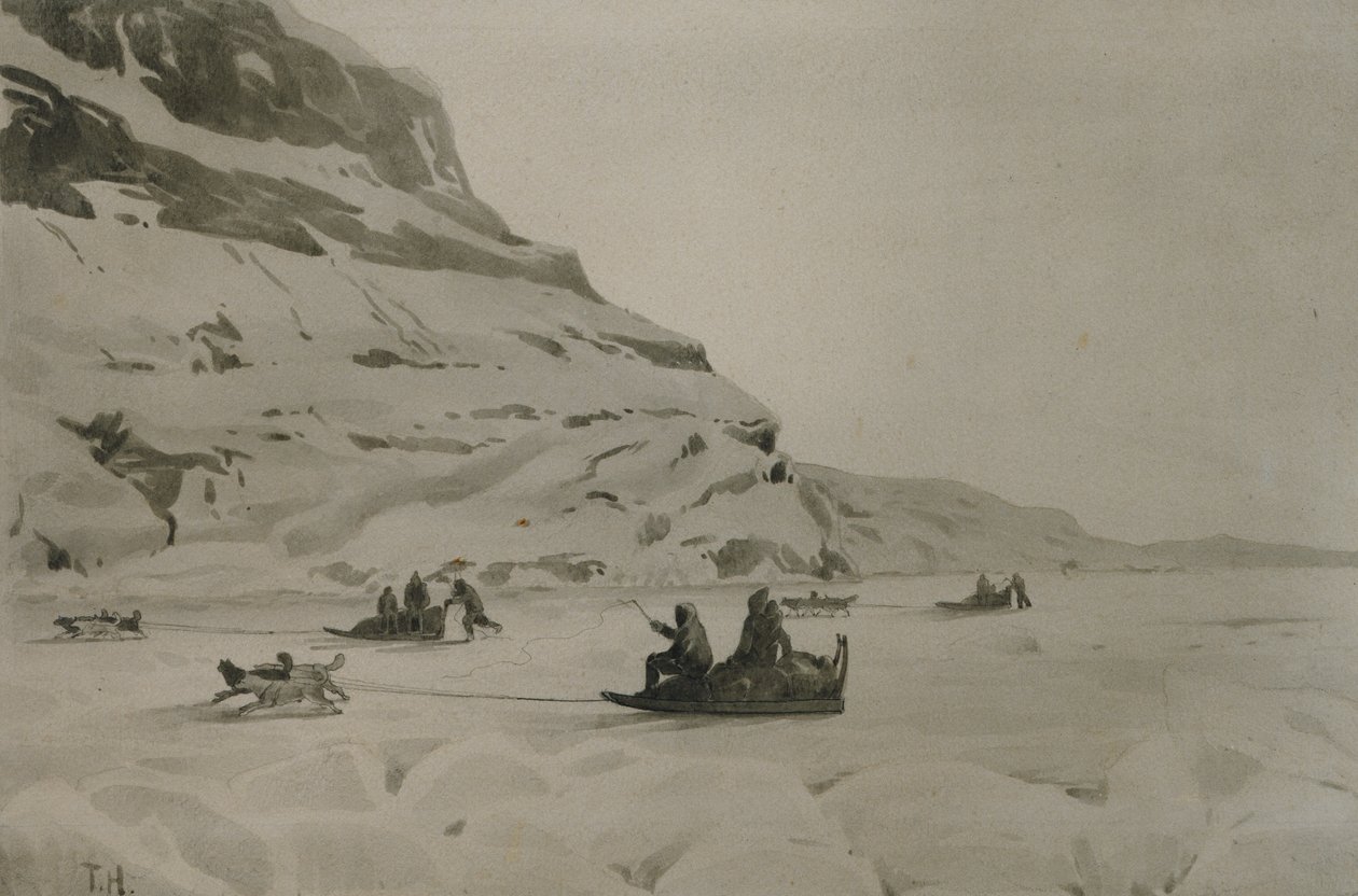 Eskimoer (akvarell på papir) av Thorolf Holmboe