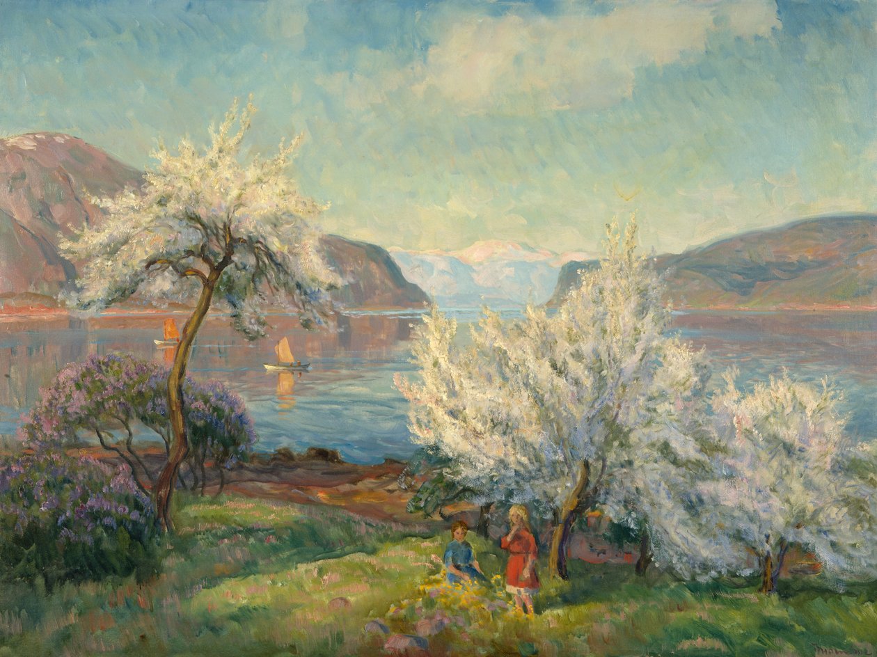 Fjær (olje på lerret) av Thorolf Holmboe