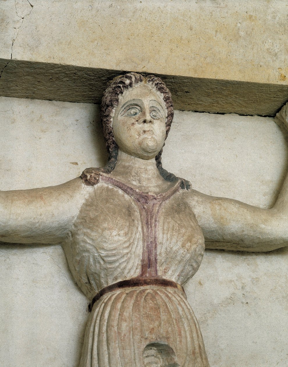 Trakisk grav til Sveshtari, detalj av en statue av kvinne i Atlas, 3. århundre f.Kr. (steinskulptur) av Thracian Thracian