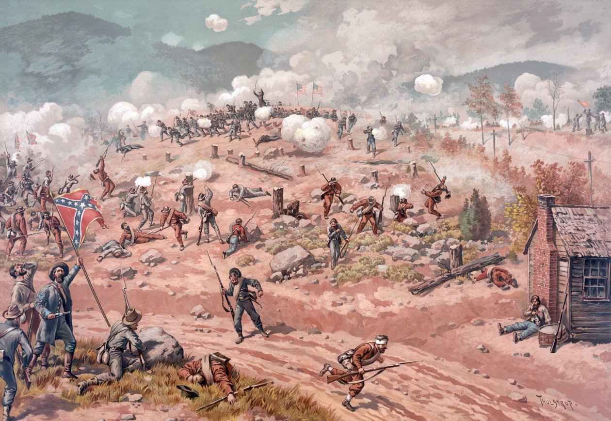 Battle of Allatoona Pass, pub. L Prang & Co., 1886 av Thure de Thulstrup