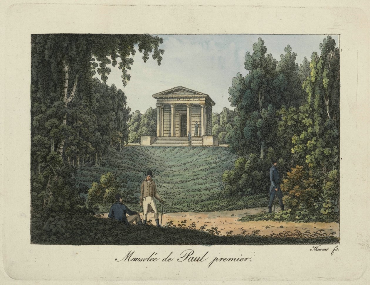 Paul I-tempelet eller Paul I-mausoleet i Pavlovsk-parken, 1810-tallet. av Thurner